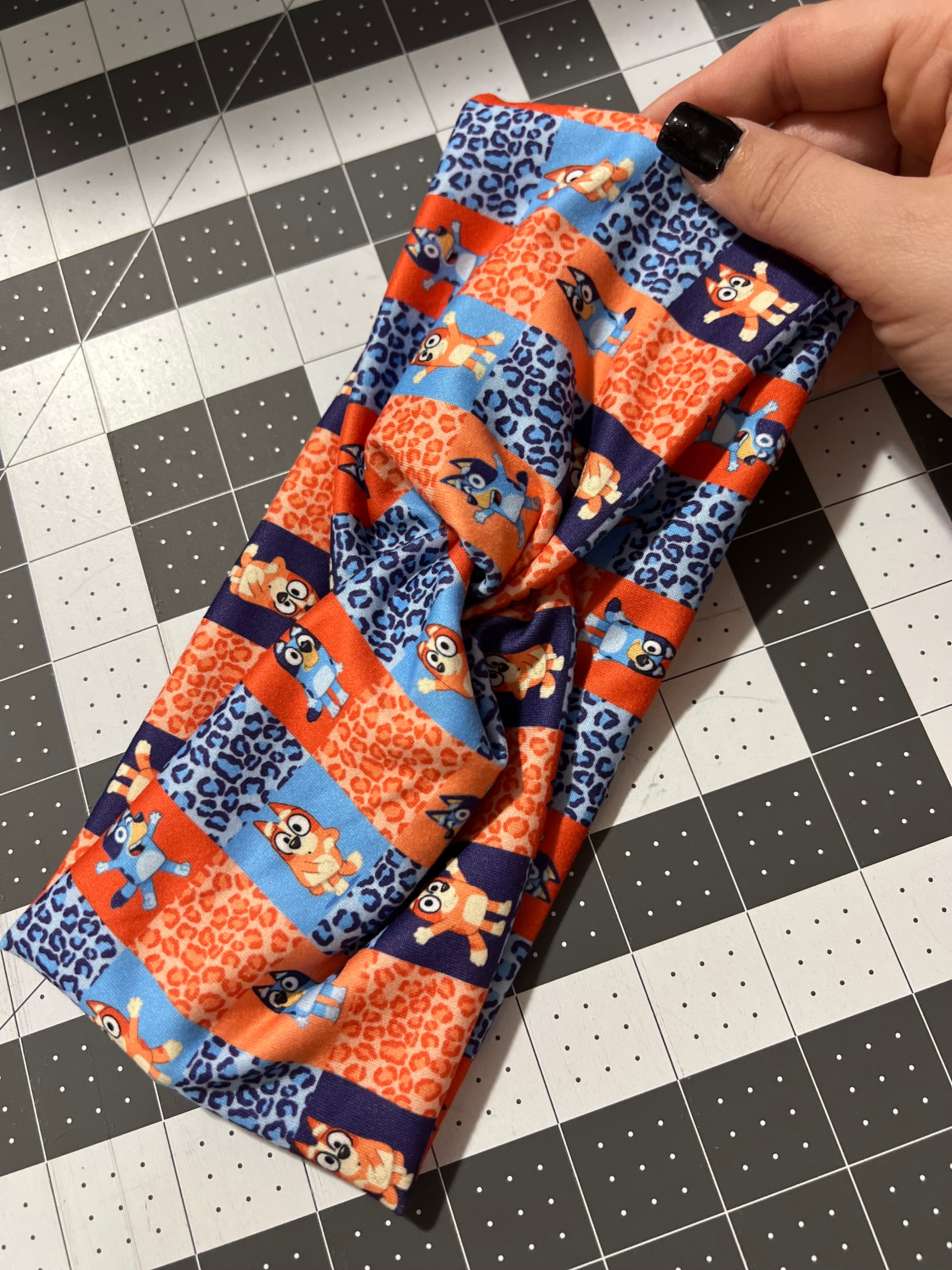 Blue and Orange Dogs Twist Headbands